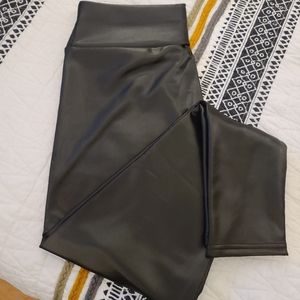 Black PU Leather fleece lined leggings
